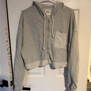 Aerie Gray Zip-Up Hoodie crop